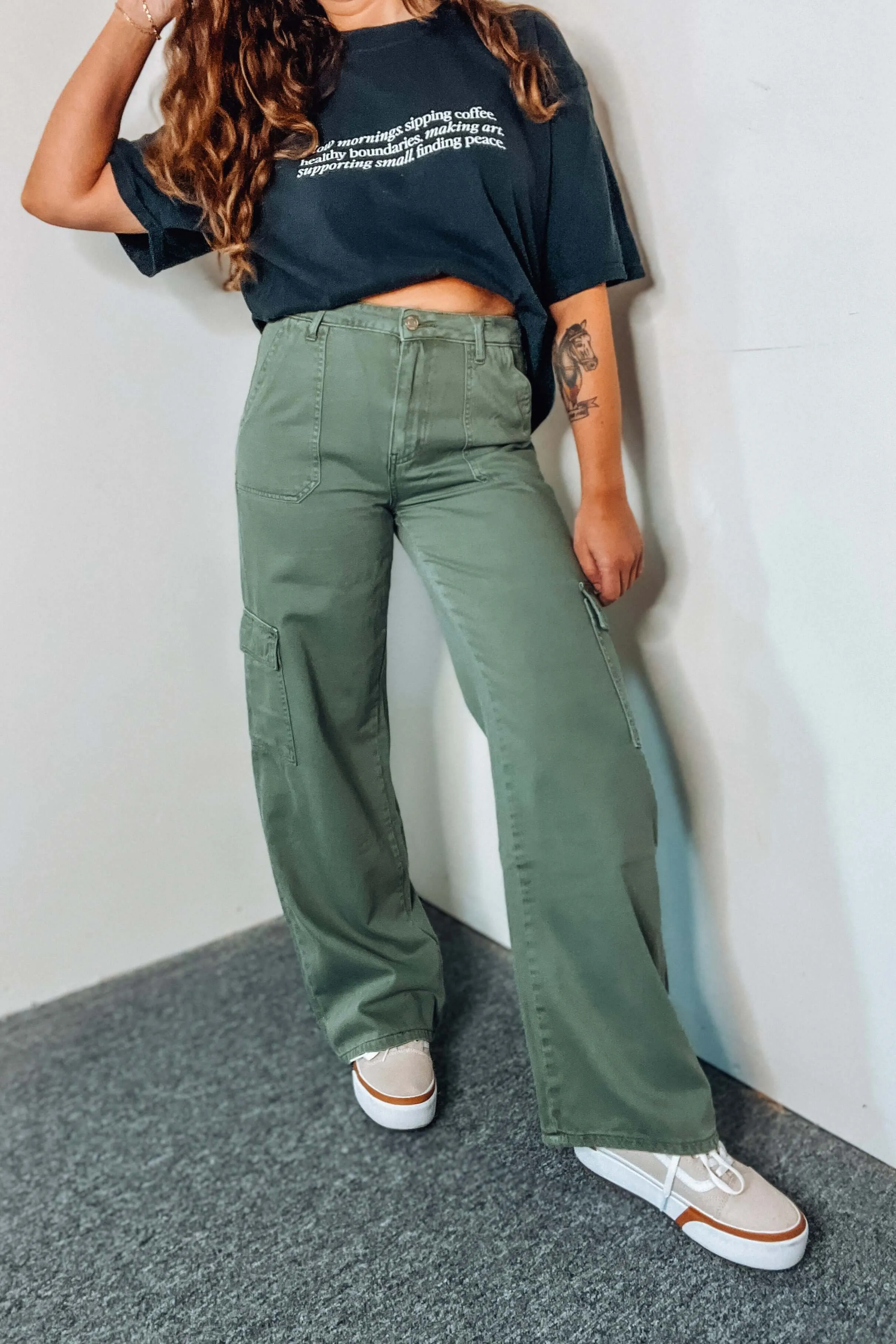 Vervet High Rise Utility Wide Leg Cargo Pants