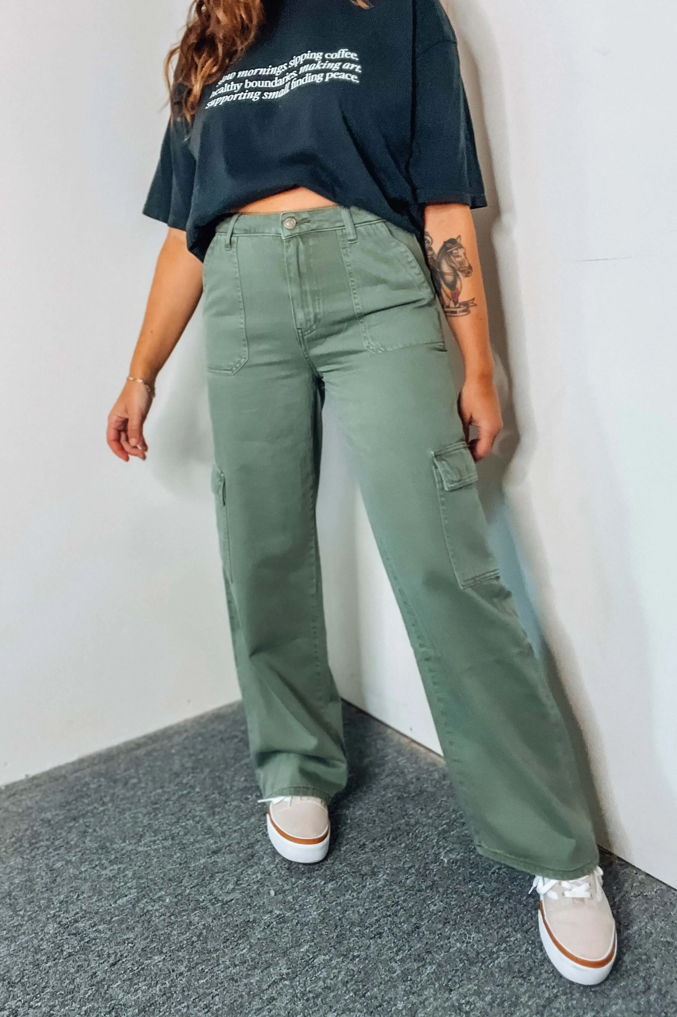 Vervet High Rise Utility Wide Leg Cargo Pants