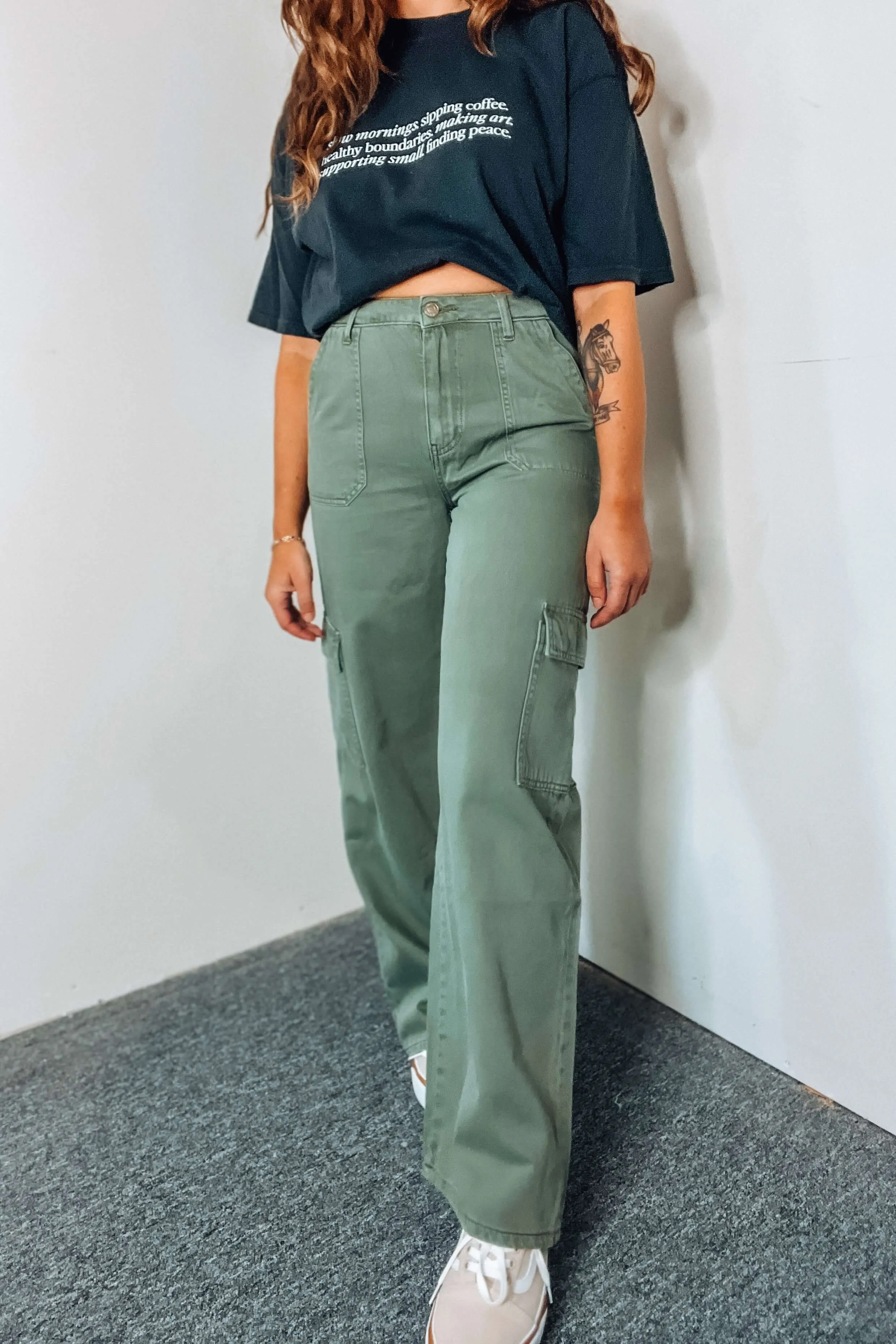 Vervet High Rise Utility Wide Leg Cargo Pants
