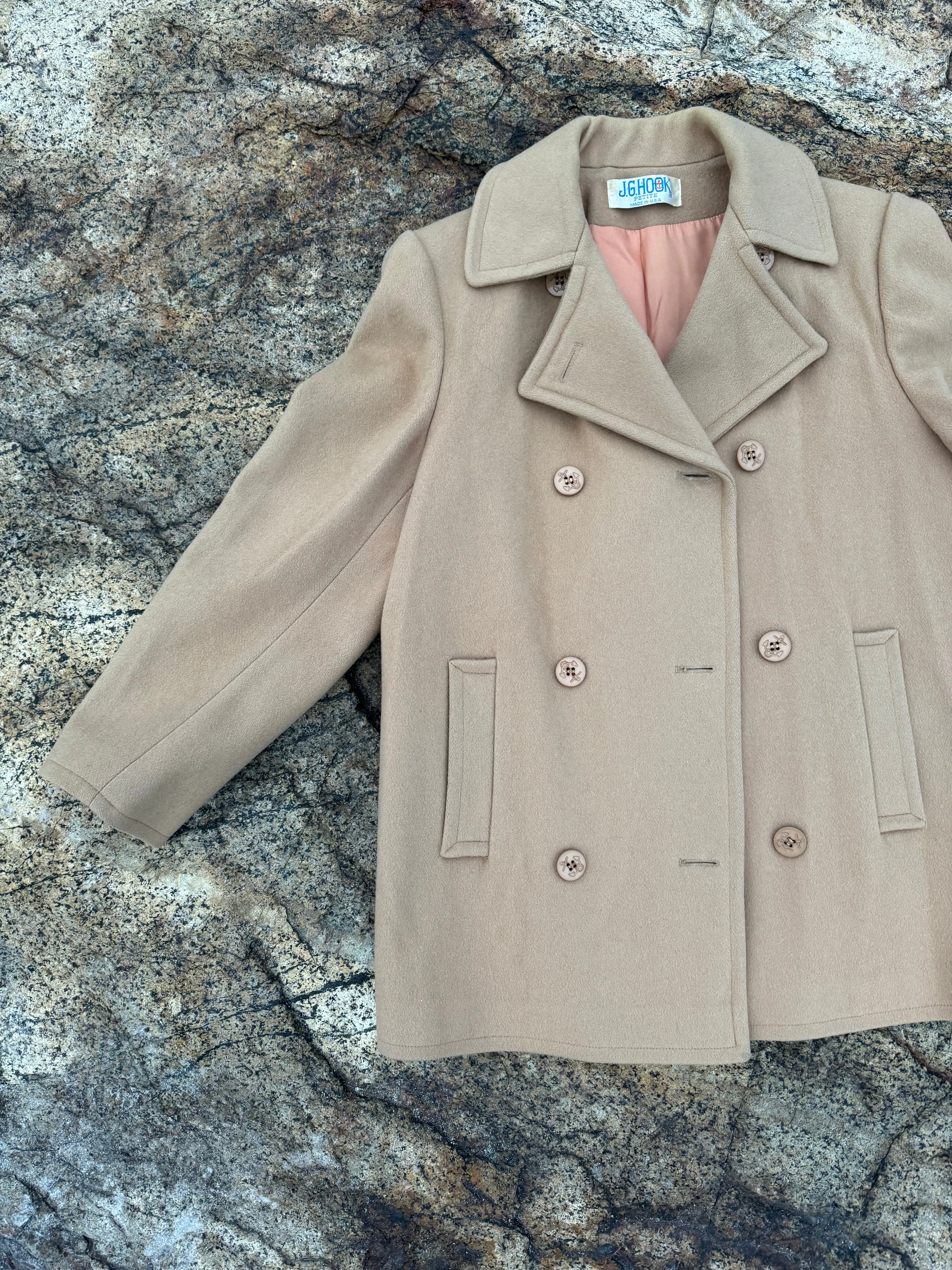 Vintage J.G. Hook Wool Pea Coat - Camel