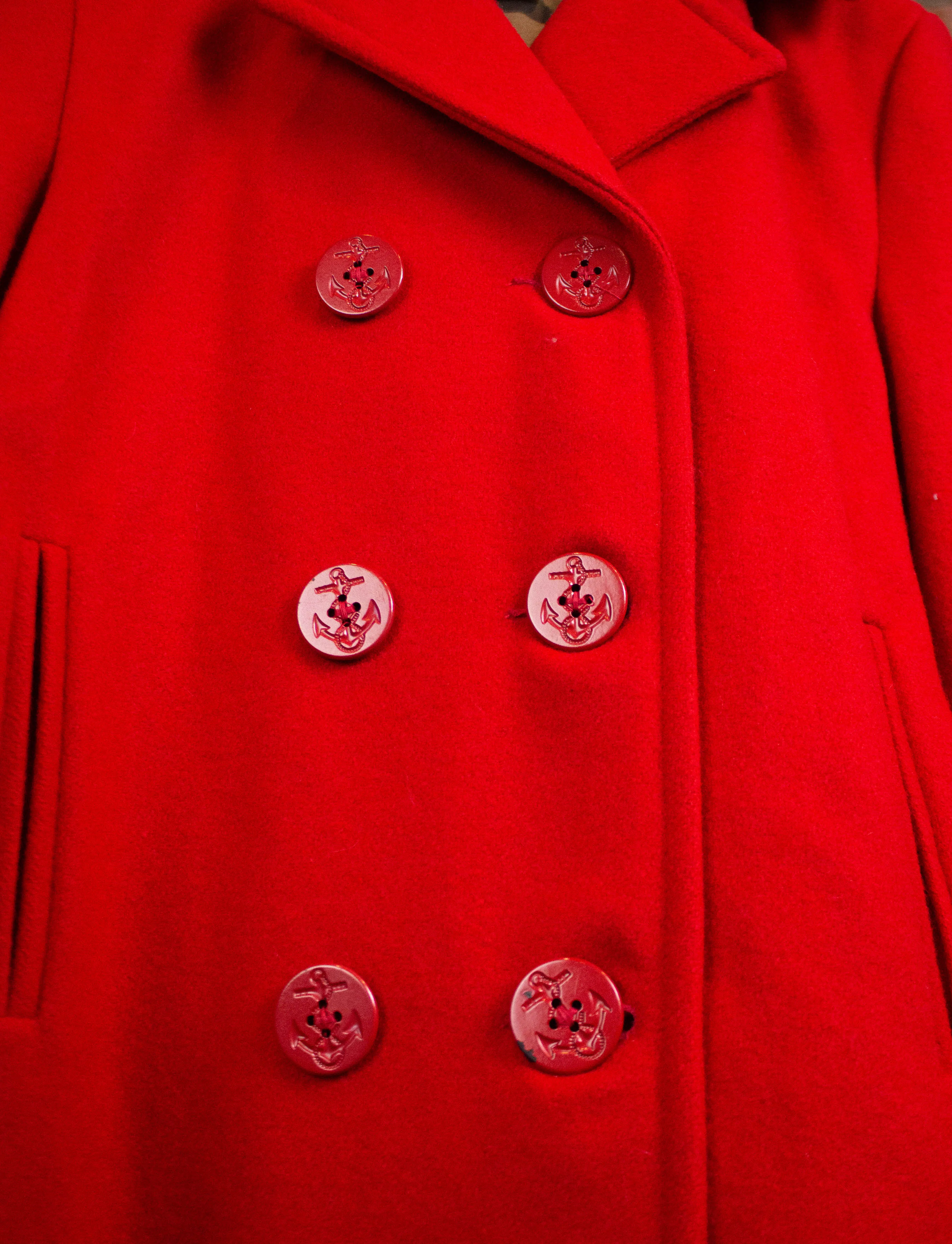 Vintage Woolrich Women's Pea Coat Red Small