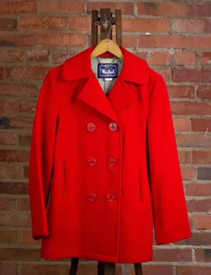 Vintage Woolrich Women's Pea Coat Red Small