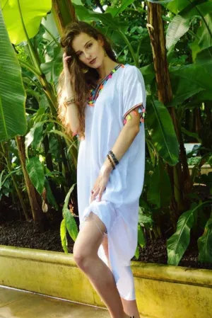 White Maya Tassels Resort Loung Caftan Kaftan