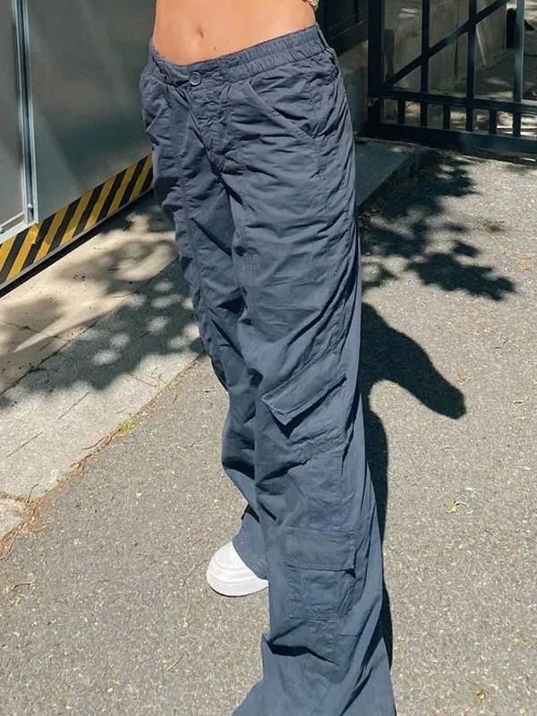 Wide Leg Pants Vintage Low Waist Denim Trousers