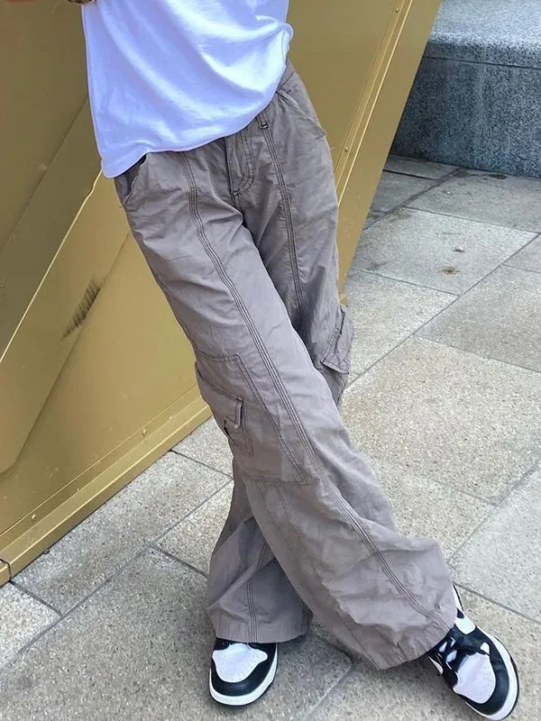 Wide Leg Pants Vintage Low Waist Denim Trousers