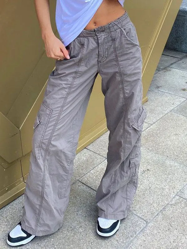 Wide Leg Pants Vintage Low Waist Denim Trousers