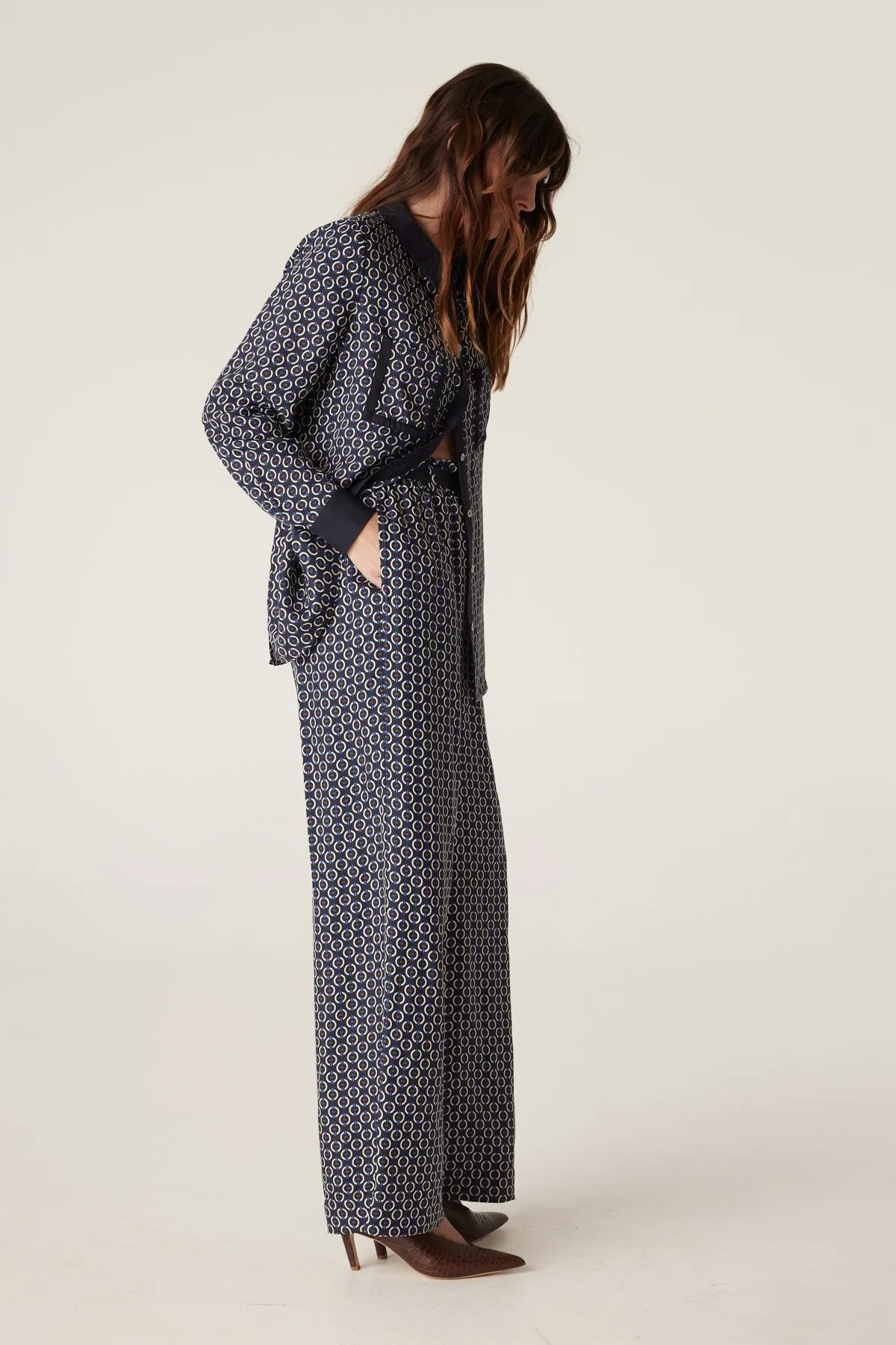 Willa Wide Leg Pant - Chain Print