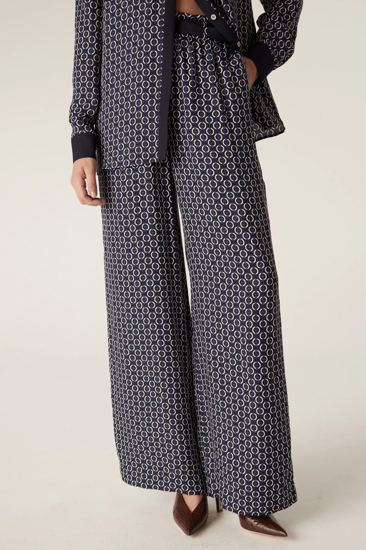 Willa Wide Leg Pant - Chain Print