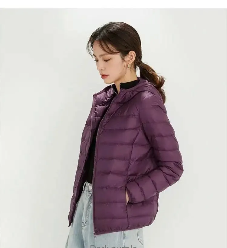 Winter Ultra Light Hooded Down Jacket Women Wear
