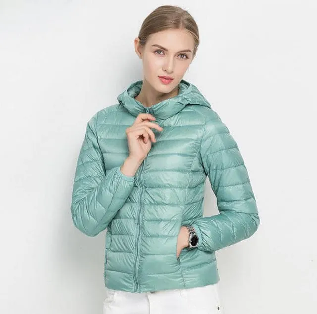 Winter Ultra Light Hooded Down Jacket Women Wear