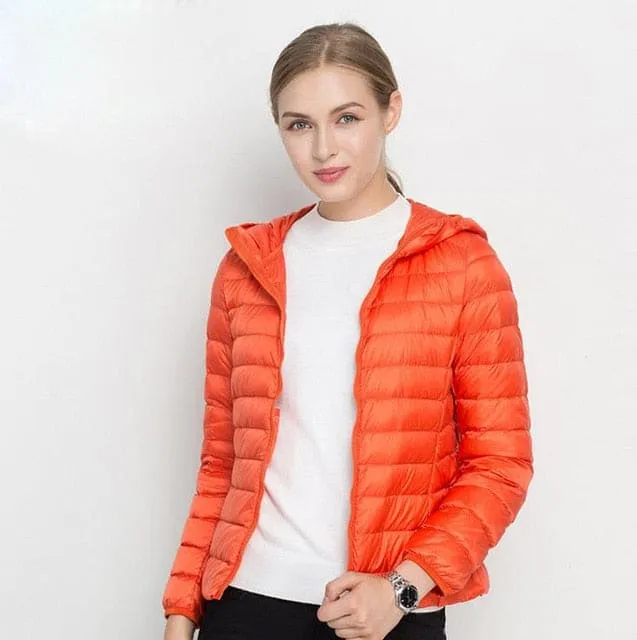 Winter Ultra Light Hooded Down Jacket Women Wear