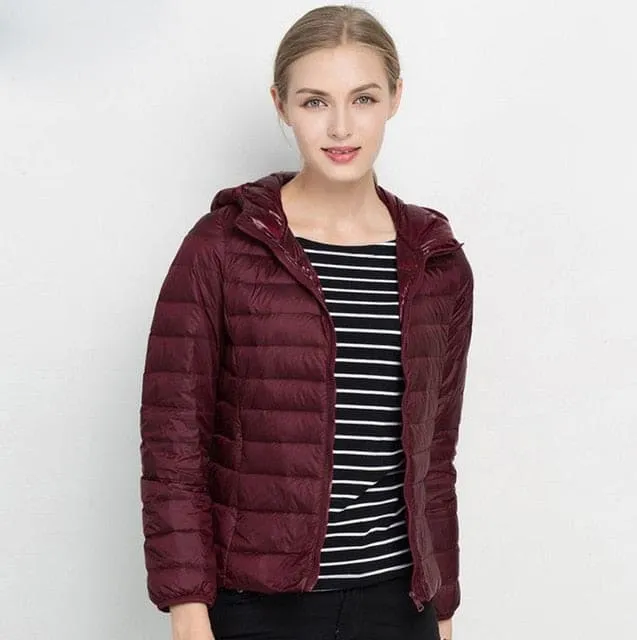Winter Ultra Light Hooded Down Jacket Women Wear