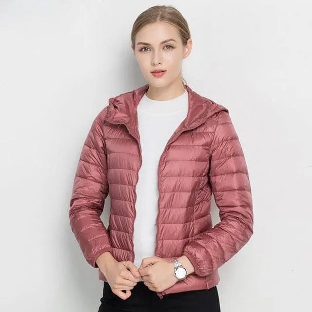 Winter Ultra Light Hooded Down Jacket Women Wear
