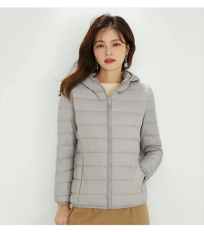 Winter Ultra Light Hooded Down Jacket Women Wear