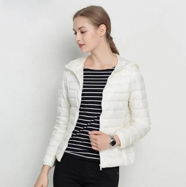 Winter Ultra Light Hooded Down Jacket Women Wear