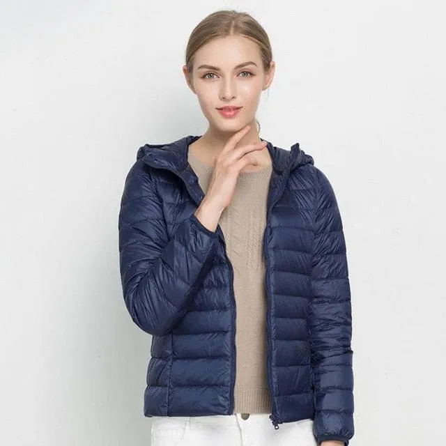 Winter Ultra Light Hooded Down Jacket Women Wear