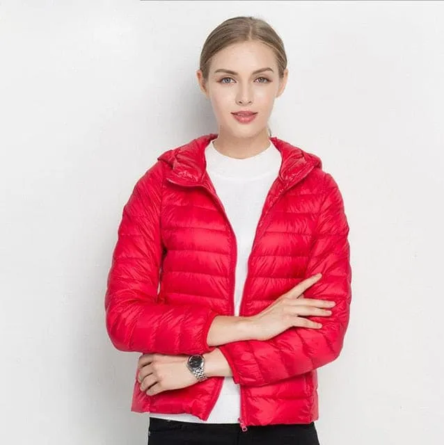 Winter Ultra Light Hooded Down Jacket Women Wear