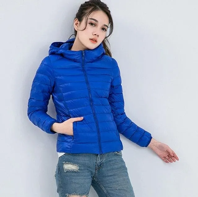Winter Ultra Light Hooded Down Jacket Women Wear