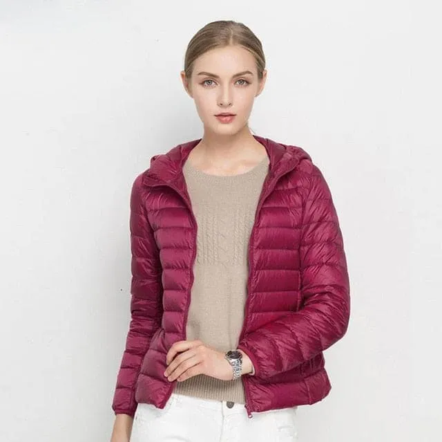 Winter Ultra Light Hooded Down Jacket Women Wear