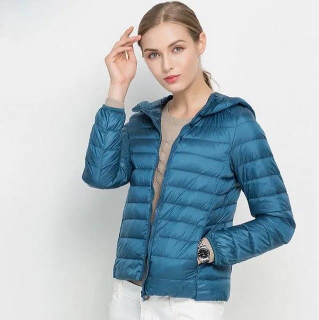 Winter Ultra Light Hooded Down Jacket Women Wear