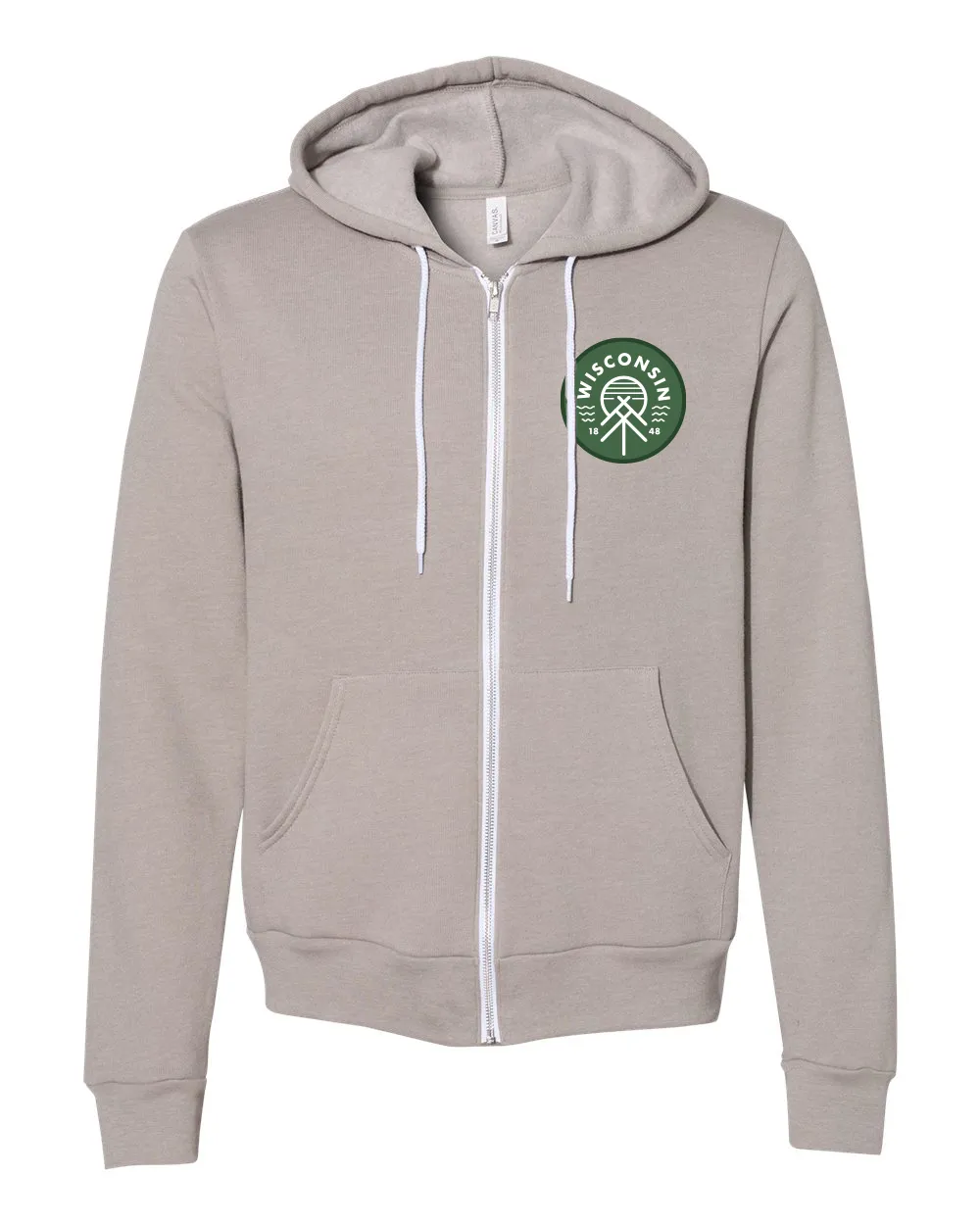 Wisconsin Native Fleece-Lined Zip Up Heather Stone