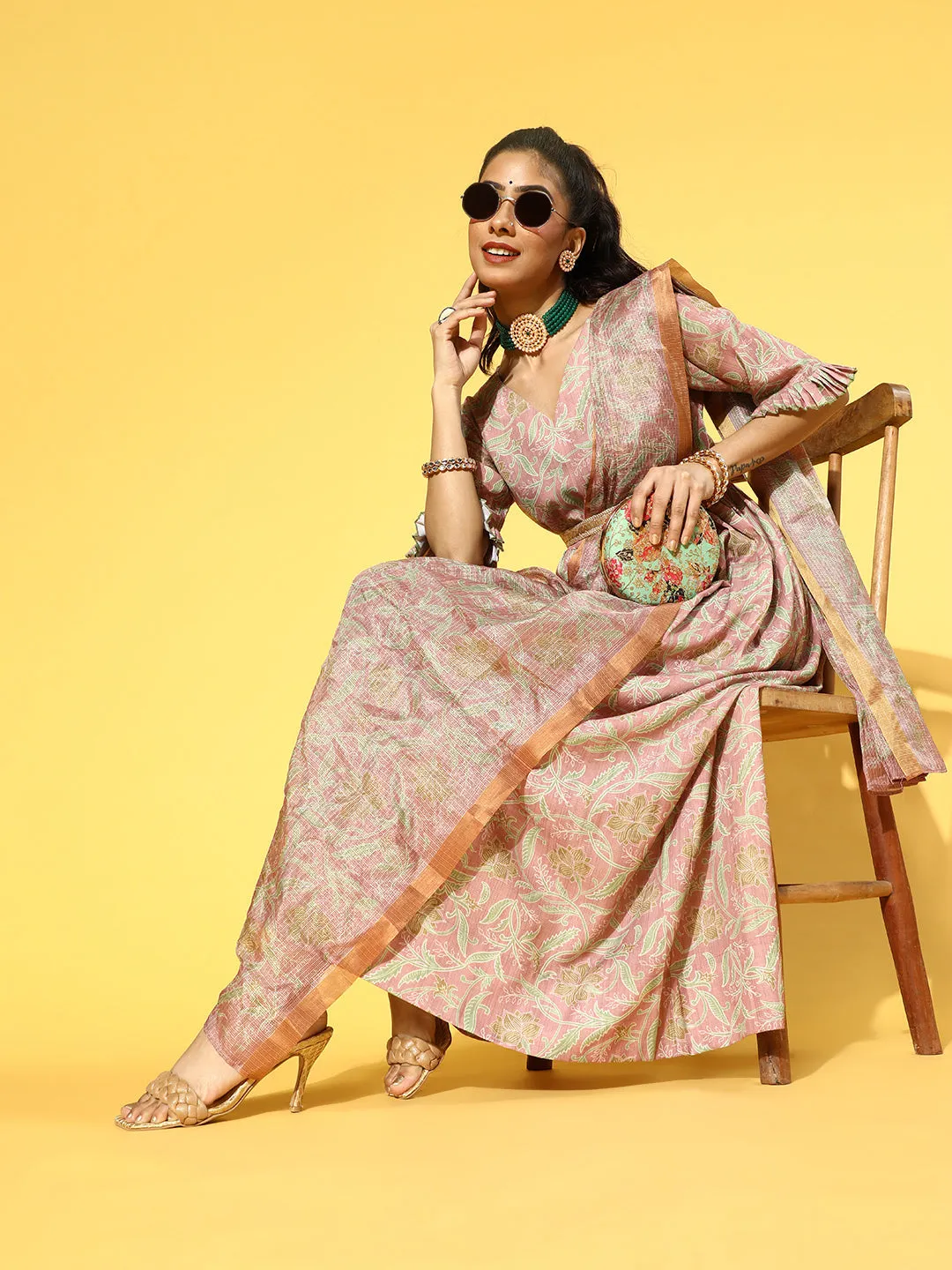 Women Peach Viscose Rayon Dress With Dupatta