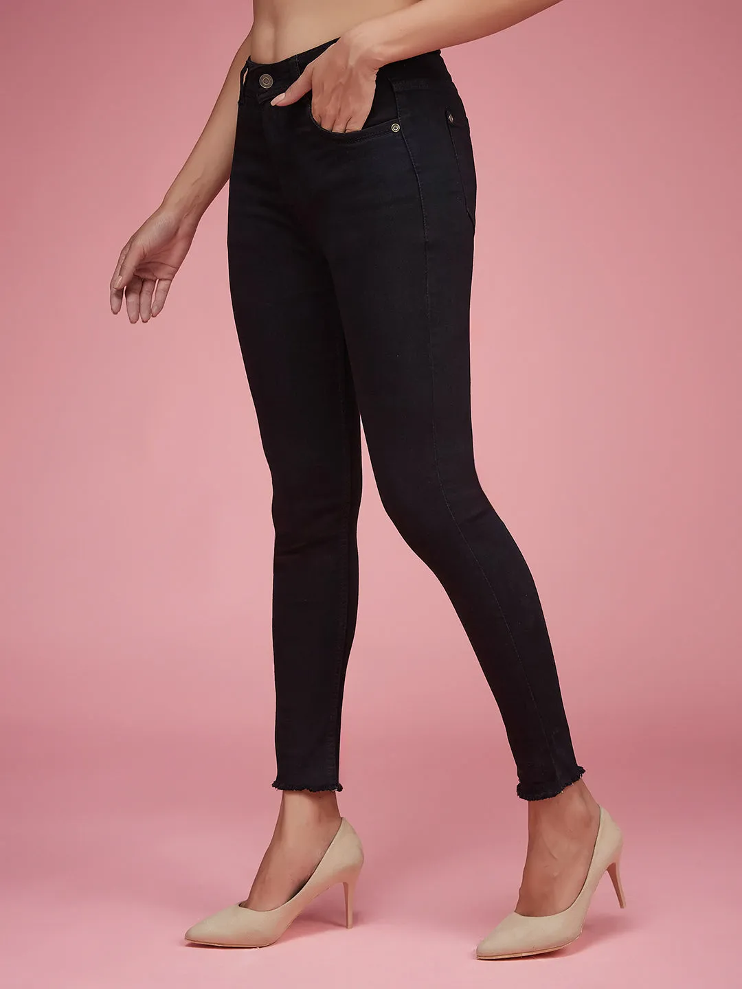 Women's Black Slim Fit High Rise Denim Jeans