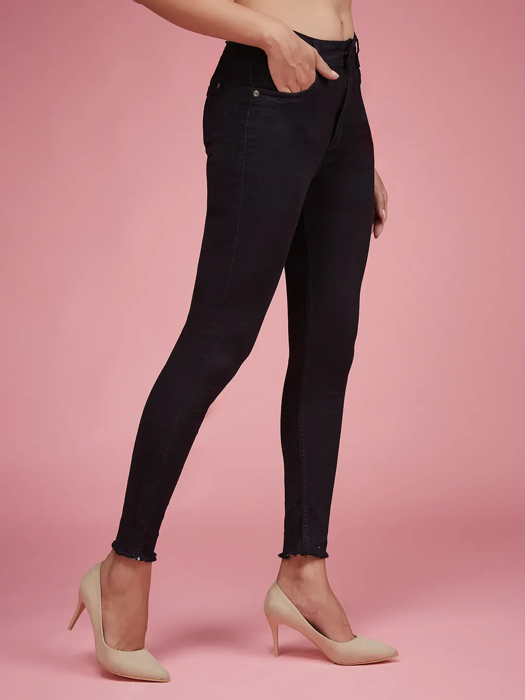 Women's Black Slim Fit High Rise Denim Jeans