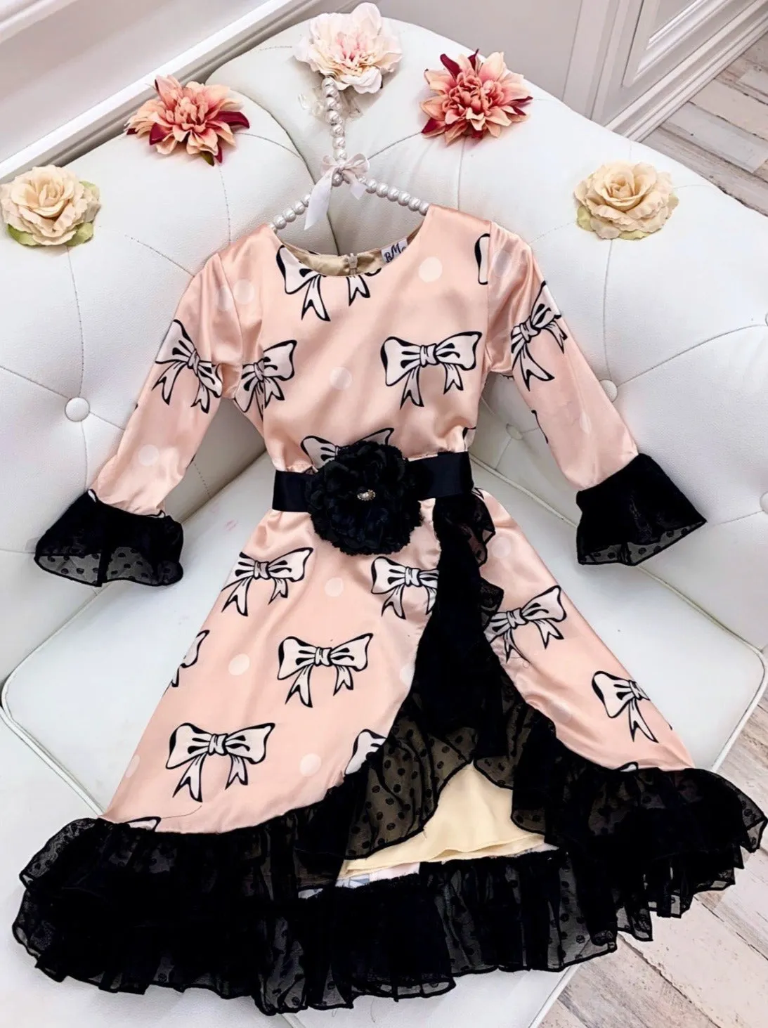 Wrapped Up Lace Hem Satin Dress