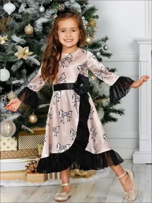 Wrapped Up Lace Hem Satin Dress